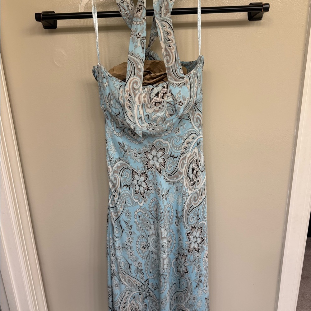 Ann Taylor Strapless Light Blue Paisley Dress - Picture 6 of 8